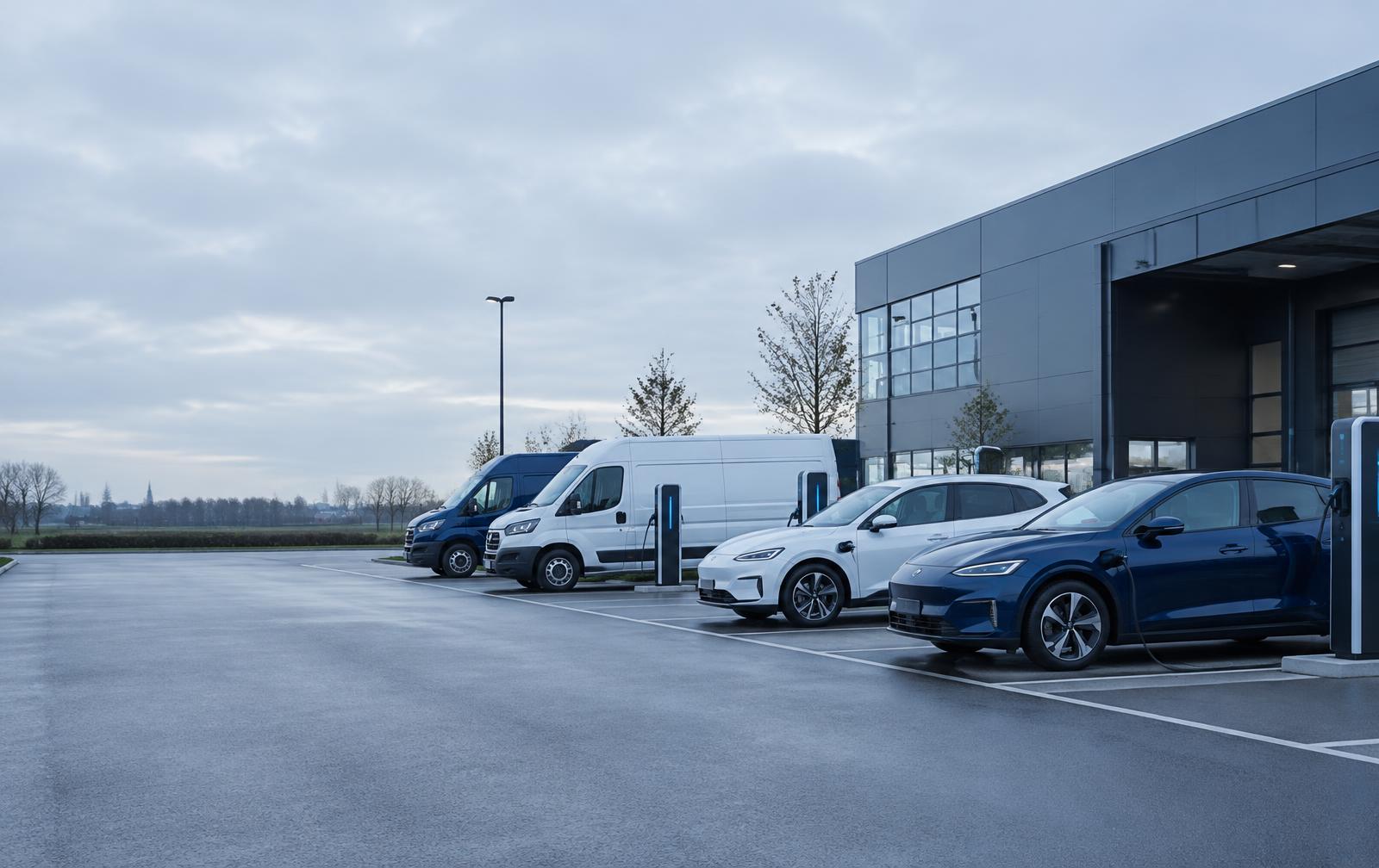 Elektrisch zakelijk wagenpark bij laadpunten